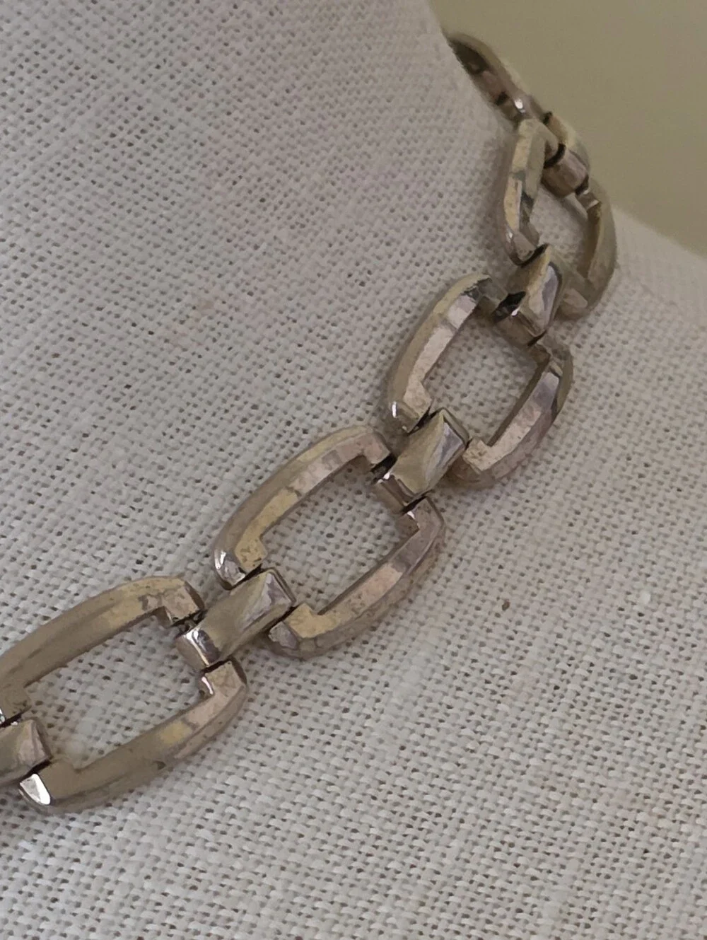 Vintage Coro Choker Necklace Silver Tone Modernist Statement Chunky Links